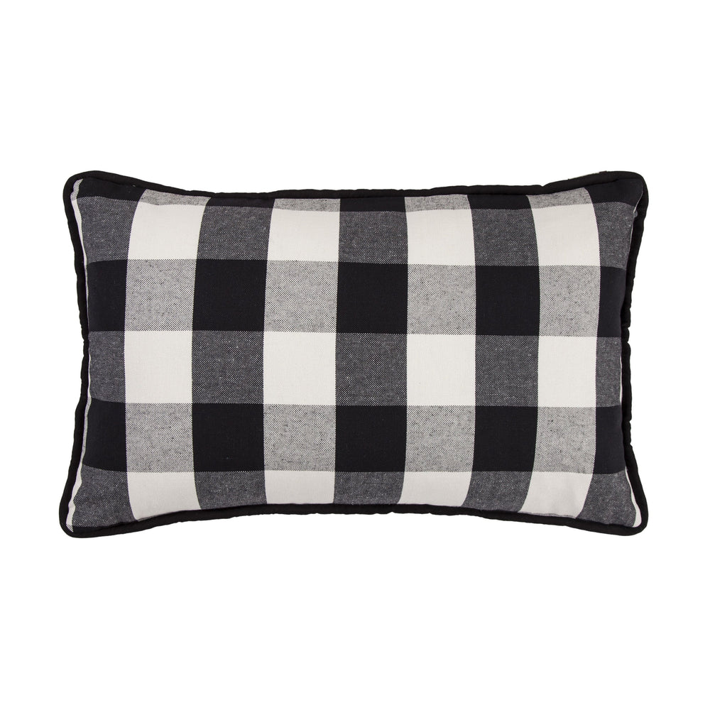 Hiend Accents Blackberry Buffalo Check Lumbar Pillow - Chic Country Accent For Cozy Home Decor & Relaxation Black,Natural Shell, 100% Cotton,Fill, 100% Waterfowl Feathers Fb1776p1