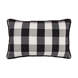 Hiend Accents Blackberry Buffalo Check Lumbar Pillow - Chic Country Accent For Cozy Home Decor & Relaxation Black,Natural Shell, 100% Cotton,Fill, 100% Waterfowl Feathers Fb1776p1