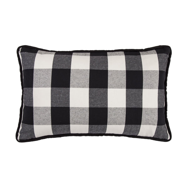 Hiend Accents Blackberry Buffalo Check Lumbar Pillow - Chic Country Accent For Cozy Home Decor & Relaxation Black,Natural Shell, 100% Cotton,Fill, 100% Waterfowl Feathers Fb1776p1