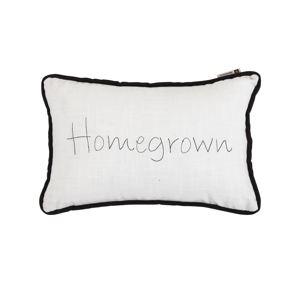 Hiend Accents Homegrown" Embroidery Lumbar Pillow - Chic Rustic Decor For Cozy Living Spaces And Stylish Comfort White Shell, 100% Polyester,Filling, 100% Waterfowl Feathers Fb1776p3