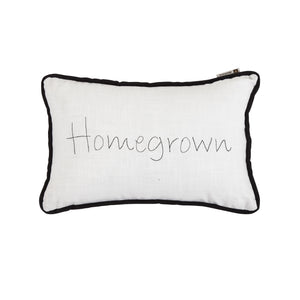 Hiend Accents Homegrown" Embroidery Lumbar Pillow - Chic Rustic Decor For Cozy Living Spaces And Stylish Comfort White Shell, 100% Polyester,Filling, 100% Waterfowl Feathers Fb1776p3