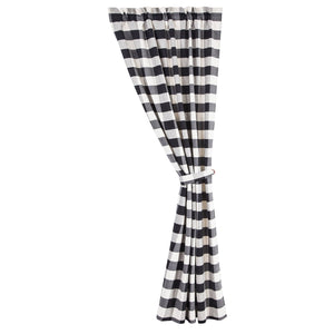 Hiend Accents Camille Buffalo Check Curtain Set - Cozy Farmhouse Charm For Your Living Space - 2 Elegant Pieces Black,Natural 100% Cotton Fb1778c-os-bk