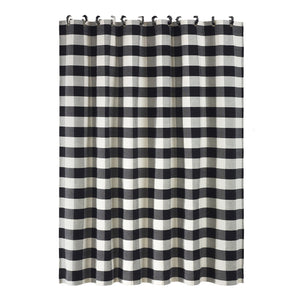 Hiend Accents Camille Buffalo Check Shower Curtain - Elevate Your Bathroom Style With Timeless Gingham Charm Black,White 100% Cotton Fb1778sc-os-bk