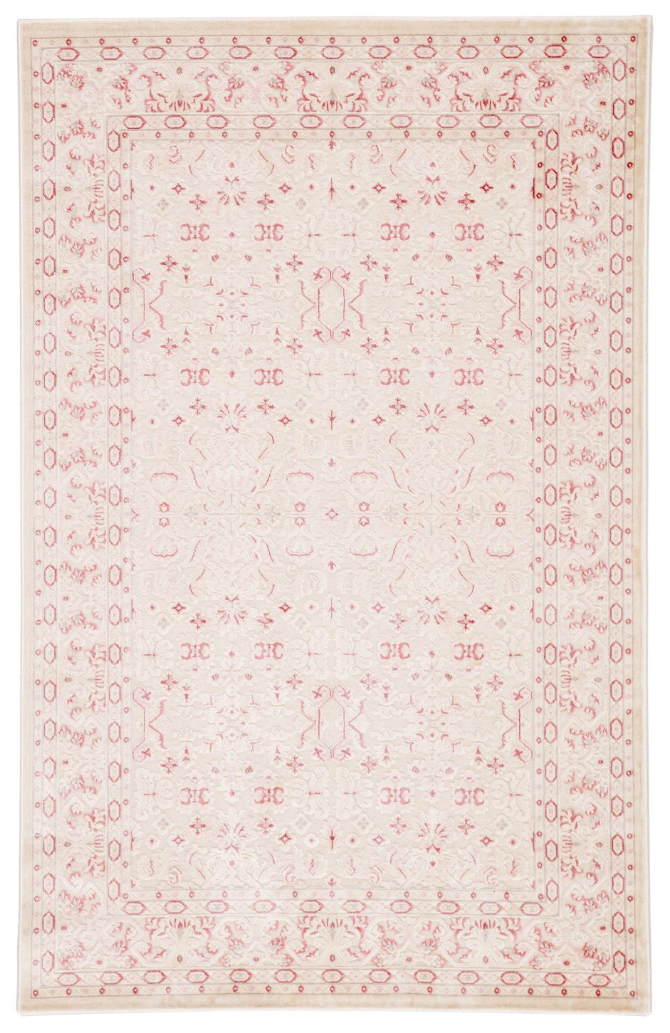 Jaipur Living Fables Regal Fb181 Powerloomed Machinemade 48% Acrylic 45% Rayon 7% Polyester Traditional Border Indoor Rug Ivory, Pink 48% Acrylic 45% Rayon 7% Polyester Rug142065