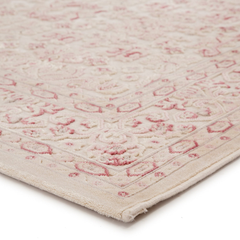 Jaipur Living Fables Regal Fb181 Powerloomed Machinemade 48% Acrylic 45% Rayon 7% Polyester Traditional Border Indoor Rug Ivory, Pink 48% Acrylic 45% Rayon 7% Polyester Rug142065