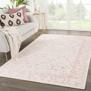 Jaipur Living Fables Regal Fb181 Powerloomed Machinemade 48% Acrylic 45% Rayon 7% Polyester Traditional Border Indoor Rug Ivory, Pink 48% Acrylic 45% Rayon 7% Polyester Rug142065