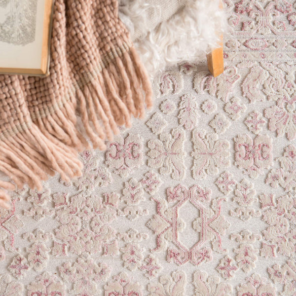 Jaipur Living Jaipur Living Ornate Damask Brocade Area Rug Ivory Blush High-low Pile Bedroom Accent RUG142067