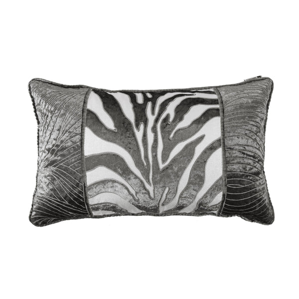 Hiend Accents Celeste Zebra Appliqué Pillow With Wave Embroidery – Stylish, Cozy Accent For Modern Decor White Shell, 100% Polyester,Filling, 100% Waterfowl Feathers Fb1823p1