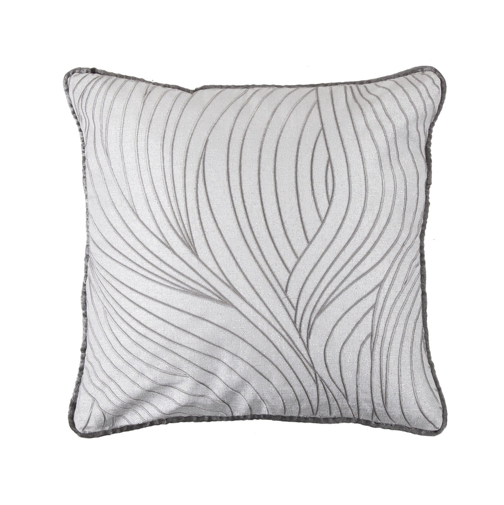 Hiend Accents Celeste Wave Reversible Soft Velvet Throw Pillow - Modern Elegance For Stylish Home Decor Accents Silver,Gray Shell, 100% Polyester,Filling, 100% Waterfowl Feathers Fb1823p2