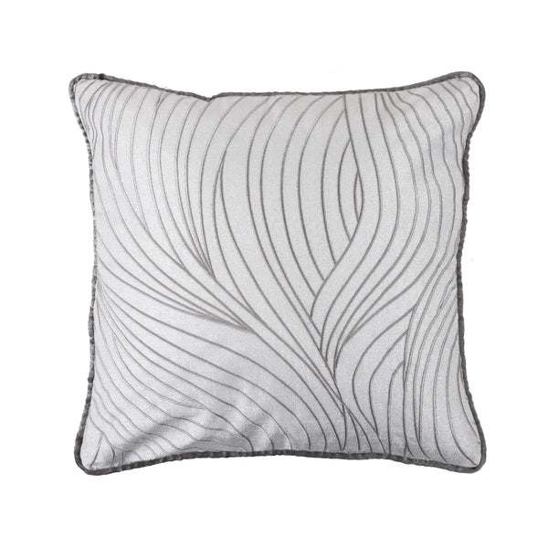 Hiend Accents Celeste Wave Reversible Soft Velvet Throw Pillow - Modern Elegance For Stylish Home Decor Accents Silver,Gray Shell, 100% Polyester,Filling, 100% Waterfowl Feathers Fb1823p2