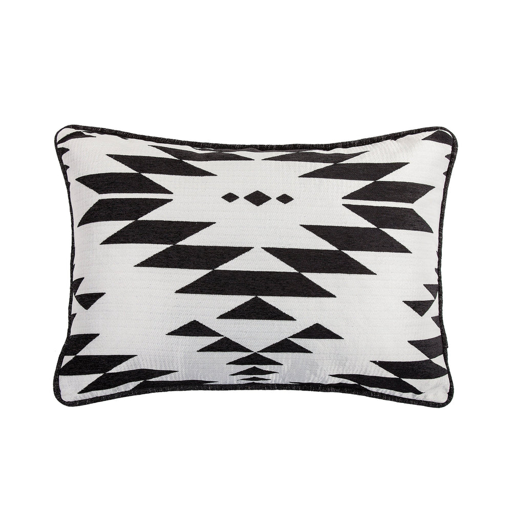 Hiend Accents Amelia Aztec Jacquard Lumbar Pillow - Modern Elegance With Geometric Design For Home Decor Upgrade Black,White 100% Polyester Fb1826p1
