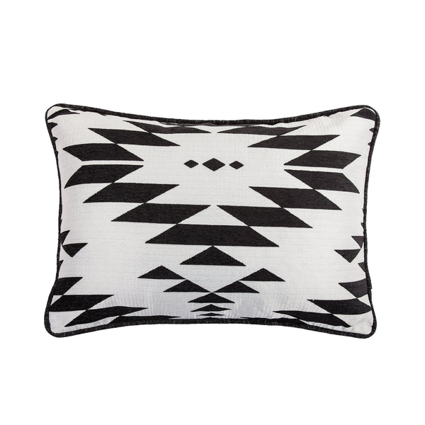 Hiend Accents Amelia Aztec Jacquard Lumbar Pillow - Modern Elegance With Geometric Design For Home Decor Upgrade Black,White 100% Polyester Fb1826p1