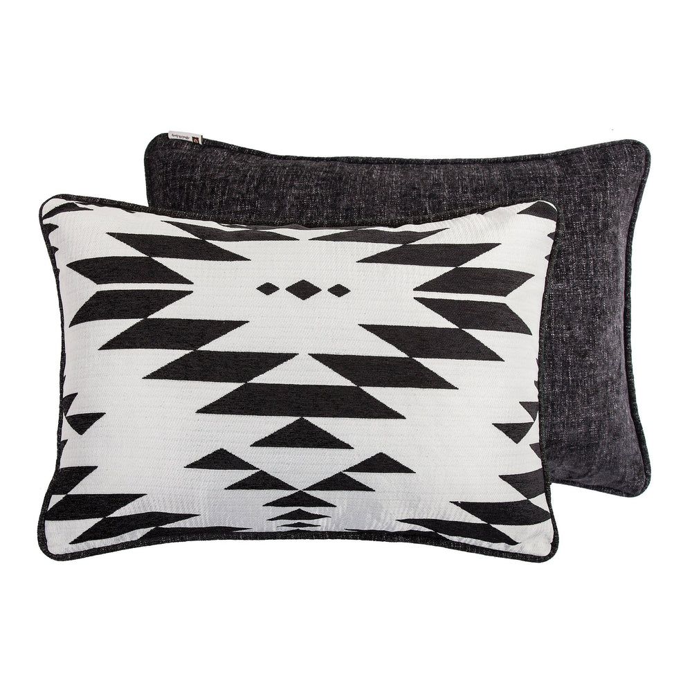Hiend Accents Amelia Aztec Jacquard Lumbar Pillow - Modern Elegance With Geometric Design For Home Decor Upgrade Black,White 100% Polyester Fb1826p1