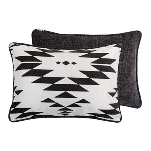 Hiend Accents Amelia Aztec Jacquard Lumbar Pillow - Modern Elegance With Geometric Design For Home Decor Upgrade Black,White 100% Polyester Fb1826p1