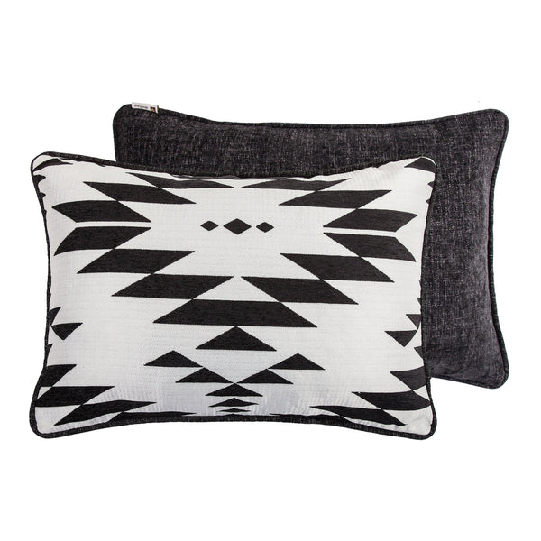 Hiend Accents Amelia Aztec Jacquard Lumbar Pillow - Modern Elegance With Geometric Design For Home Decor Upgrade Black,White 100% Polyester Fb1826p1