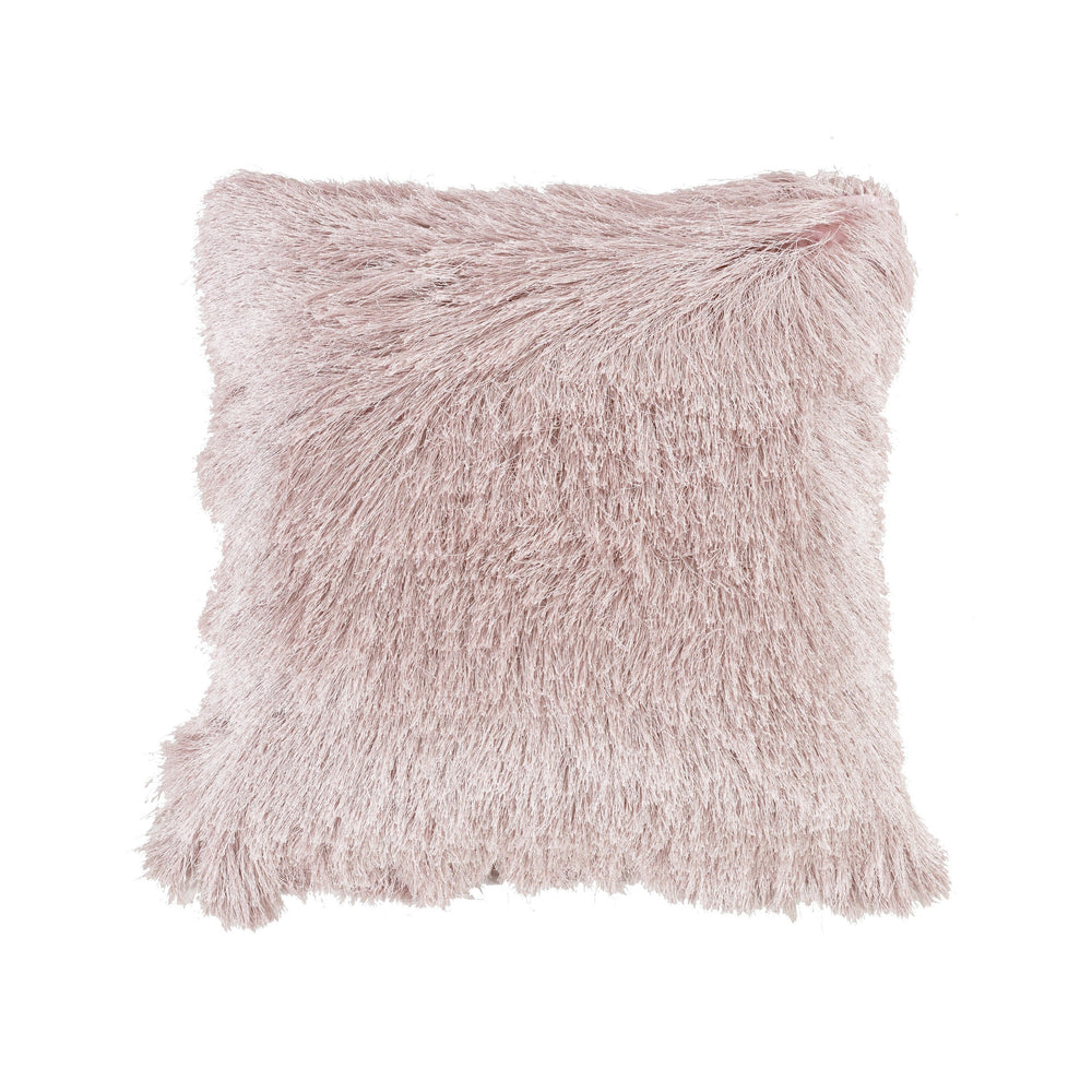 Hiend Accents Shining Shag Accent Pillow - Luxurious Decorative Piece With Sparkling Tinsel For Vibrant Decor Pink Polyester Fb1826p2