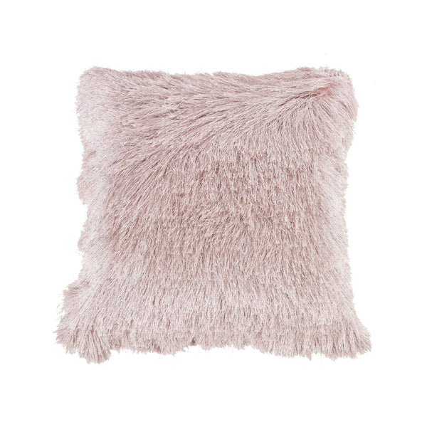 Hiend Accents Shining Shag Accent Pillow - Luxurious Decorative Piece With Sparkling Tinsel For Vibrant Decor Pink Polyester Fb1826p2