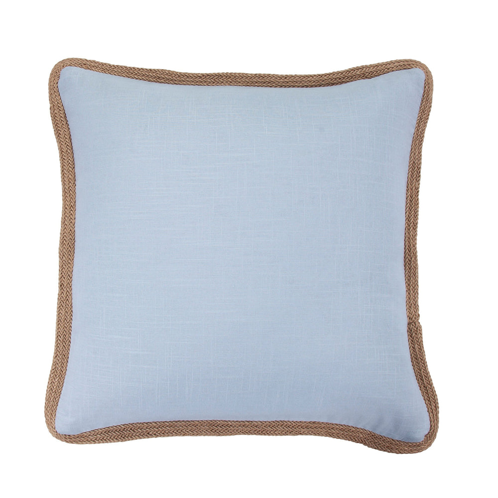 Hiend Accents Luna Washed Linen Euro Sham With Jute Trim - Elevate Your Bedroom Decor With Chic Comfort & Style Light Blue 70% Viscose,30% Linen Fb1827e2-os-lb