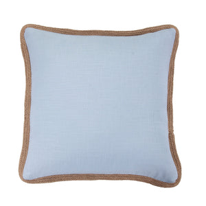 Hiend Accents Luna Washed Linen Euro Sham With Jute Trim - Elevate Your Bedroom Decor With Chic Comfort & Style Light Blue 70% Viscose,30% Linen Fb1827e2-os-lb