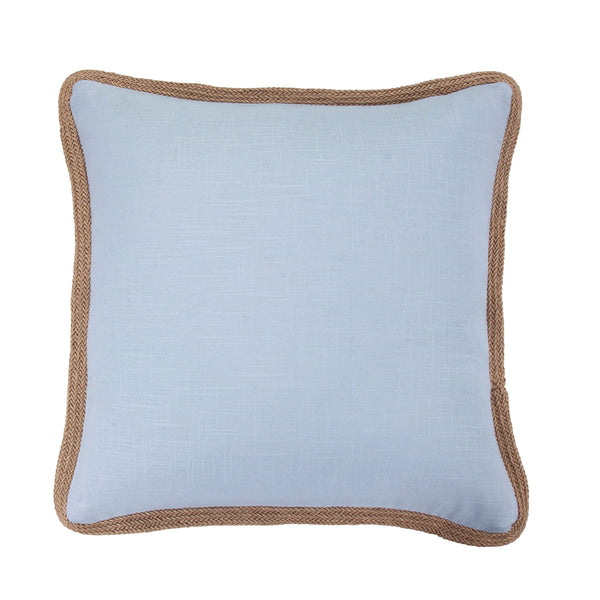 Hiend Accents Luna Washed Linen Euro Sham With Jute Trim - Elevate Your Bedroom Decor With Chic Comfort & Style Light Blue 70% Viscose,30% Linen Fb1827e2-os-lb