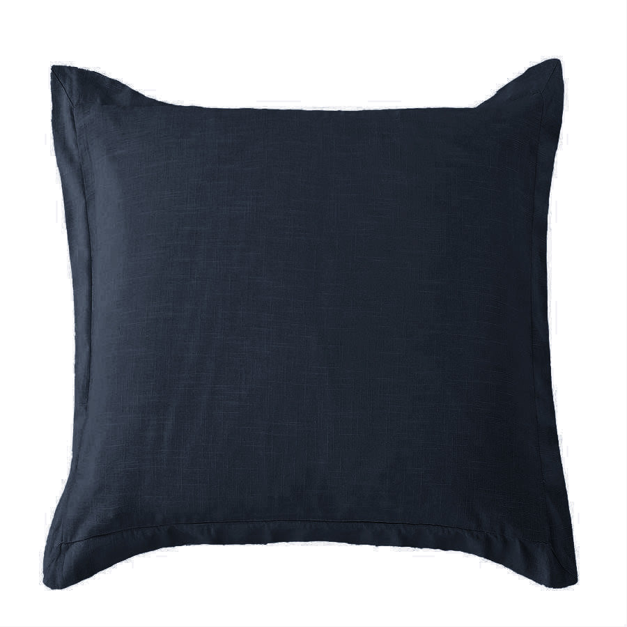 Hiend Accents Luna Washed Linen Tailored Euro Sham - Elevate Your Bedroom With Soft, Stylish Comfort And Versatility Navy 70% Viscose,30% Linen Fb1827es-os-na
