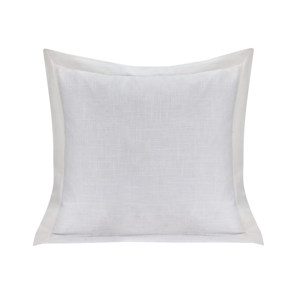 Hiend Accents Luna Exquisite Washed Linen Pillow With Flange Border – Elevate Your Home Decor With Luxury Comfort White Shell, 70% Viscose 30% Linen Filling, 100% Waterfowl Feathers Fb1827p2-os-wh