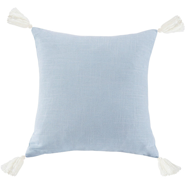 Hiend Accents Luna Luxurious Linen-blend Tasseled Pillow For Chic Home Decor, Perfect Accent For Any Style Light Blue Shell, 70% Viscose,30% Linen,Fill, 100% Waterfowl Feathers Fb1827p3-os-lb