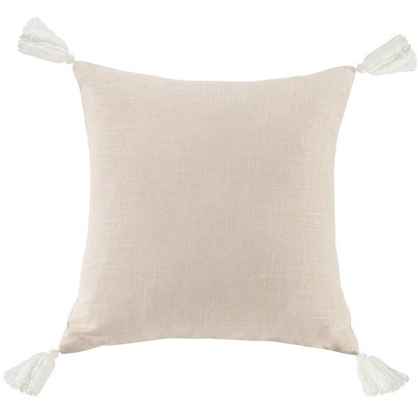 Hiend Accents Luna Luxurious Linen-blend Tasseled Pillow For Chic Home Decor, Perfect Accent For Any Style Light Tan Face And Back, 70% Viscose,30% Linen,Fill, 100% Waterfowl Feathers Fb1827p3-os-lt