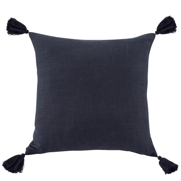 Hiend Accents Luna Luxurious Linen-blend Tasseled Pillow For Chic Home Decor, Perfect Accent For Any Style Navy Face And Back, 70% Viscose,30% Linen,Fill, 100% Waterfowl Feathers Fb1827p3-os-na