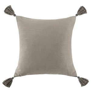 Hiend Accents Luna Luxurious Linen-blend Tasseled Pillow For Chic Home Decor, Perfect Accent For Any Style Taupe Face And Back, 70% Viscose,30% Linen,Fill, 100% Waterfowl Feathers Fb1827p3-os-tp