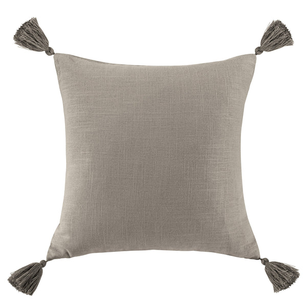 Hiend Accents Luna Luxurious Linen-blend Tasseled Pillow For Chic Home Decor, Perfect Accent For Any Style Taupe Face And Back, 70% Viscose,30% Linen,Fill, 100% Waterfowl Feathers Fb1827p3-os-tp