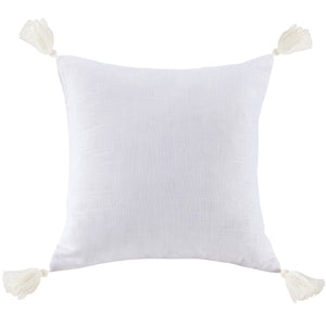 Hiend Accents Luna Luxurious Linen-blend Tasseled Pillow For Chic Home Decor, Perfect Accent For Any Style White Face And Back, 70% Viscose,30% Linen,Fill, 100% Waterfowl Feathers Fb1827p3-os-wh
