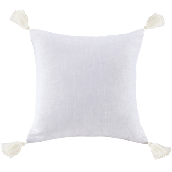 Hiend Accents Luna Luxurious Linen-blend Tasseled Pillow For Chic Home Decor, Perfect Accent For Any Style White Face And Back, 70% Viscose,30% Linen,Fill, 100% Waterfowl Feathers Fb1827p3-os-wh