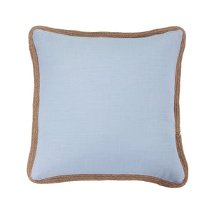 Hiend Accents Luna Washed Linen Pillow With Jute Trim - Elegant, Cozy Accent For Chic Home Décor Transformations Light Blue Shell, 70% Viscose,30% Linen,Fill, 100% Waterfowl Feathers Fb1827p5-os-lb