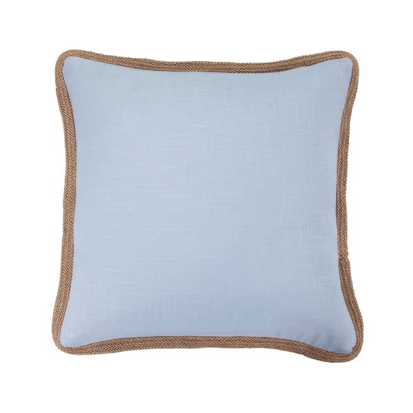 Hiend Accents Luna Washed Linen Pillow With Jute Trim - Elegant, Cozy Accent For Chic Home Décor Transformations Light Blue Shell, 70% Viscose,30% Linen,Fill, 100% Waterfowl Feathers Fb1827p5-os-lb