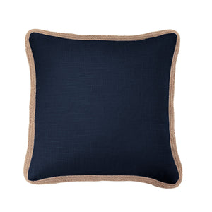 Hiend Accents Luna Washed Linen Pillow With Jute Trim - Elegant, Cozy Accent For Chic Home Décor Transformations Navy Shell, 70% Viscose,30% Linen,Fill, 100% Waterfowl Feathers Fb1827p5-os-na