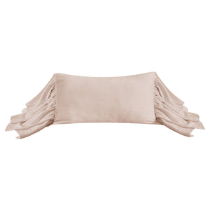 Hiend Accents Luna Washed Linen Long Ruffled Pillow - Luxurious Comfort And Sophisticated Style For Home Decor Blush Shell, 70% Viscose,30% Linen,Fill, 100% Waterfowl Feathers Fb1827p7-os-bh