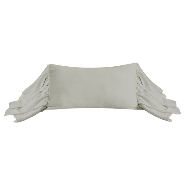 Hiend Accents Luna Washed Linen Long Ruffled Pillow - Luxurious Comfort And Sophisticated Style For Home Decor Gray Shell, 70% Viscose,30% Linen,Fill, 100% Waterfowl Feathers Fb1827p7-os-gy
