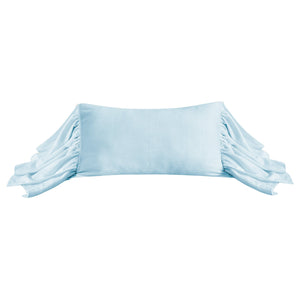 Hiend Accents Luna Washed Linen Long Ruffled Pillow - Luxurious Comfort And Sophisticated Style For Home Decor Light Blue Shell, 70% Viscose,30% Linen,Fill, 100% Waterfowl Feathers Fb1827p7-os-lb