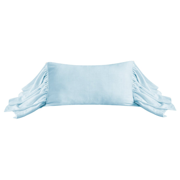 Hiend Accents Luna Washed Linen Long Ruffled Pillow - Luxurious Comfort And Sophisticated Style For Home Decor Light Blue Shell, 70% Viscose,30% Linen,Fill, 100% Waterfowl Feathers Fb1827p7-os-lb