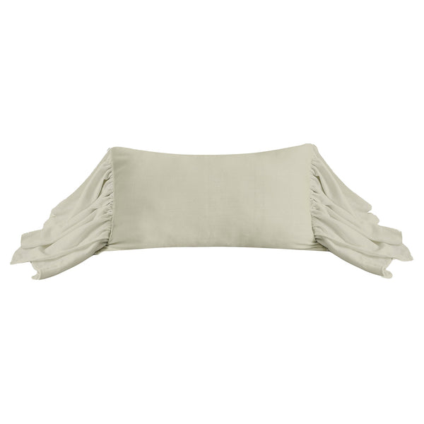 Hiend Accents Luna Washed Linen Long Ruffled Pillow - Luxurious Comfort And Sophisticated Style For Home Decor Light Tan Shell, 70% Viscose,30% Linen,Fill, 100% Waterfowl Feathers Fb1827p7-os-lt