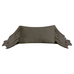 Hiend Accents Luna Washed Linen Long Ruffled Pillow - Luxurious Comfort And Sophisticated Style For Home Decor Slate Shell, 70% Viscose,30% Linen,Fill, 100% Waterfowl Feathers Fb1827p7-os-sl