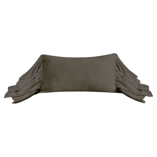Hiend Accents Luna Washed Linen Long Ruffled Pillow - Luxurious Comfort And Sophisticated Style For Home Decor Slate Shell, 70% Viscose,30% Linen,Fill, 100% Waterfowl Feathers Fb1827p7-os-sl