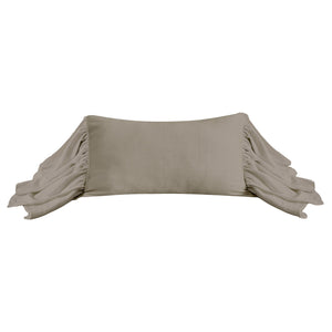 Hiend Accents Luna Washed Linen Long Ruffled Pillow - Luxurious Comfort And Sophisticated Style For Home Decor Taupe Shell, 70% Viscose,30% Linen,Fill, 100% Waterfowl Feathers Fb1827p7-os-tp