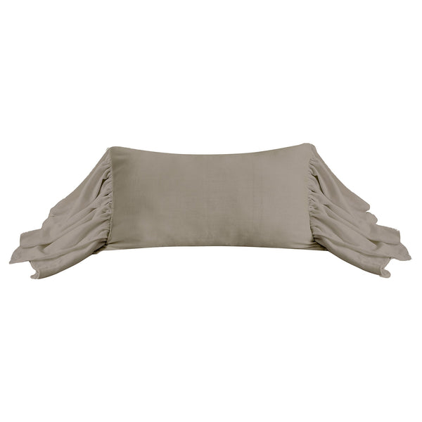 Hiend Accents Luna Washed Linen Long Ruffled Pillow - Luxurious Comfort And Sophisticated Style For Home Decor Taupe Shell, 70% Viscose,30% Linen,Fill, 100% Waterfowl Feathers Fb1827p7-os-tp