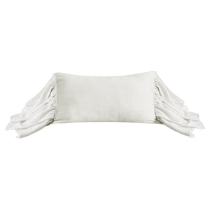 Hiend Accents Luna Washed Linen Long Ruffled Pillow - Luxurious Comfort And Sophisticated Style For Home Decor White Shell, 70% Viscose,30% Linen,Fill, 100% Waterfowl Feathers Fb1827p7-os-wh