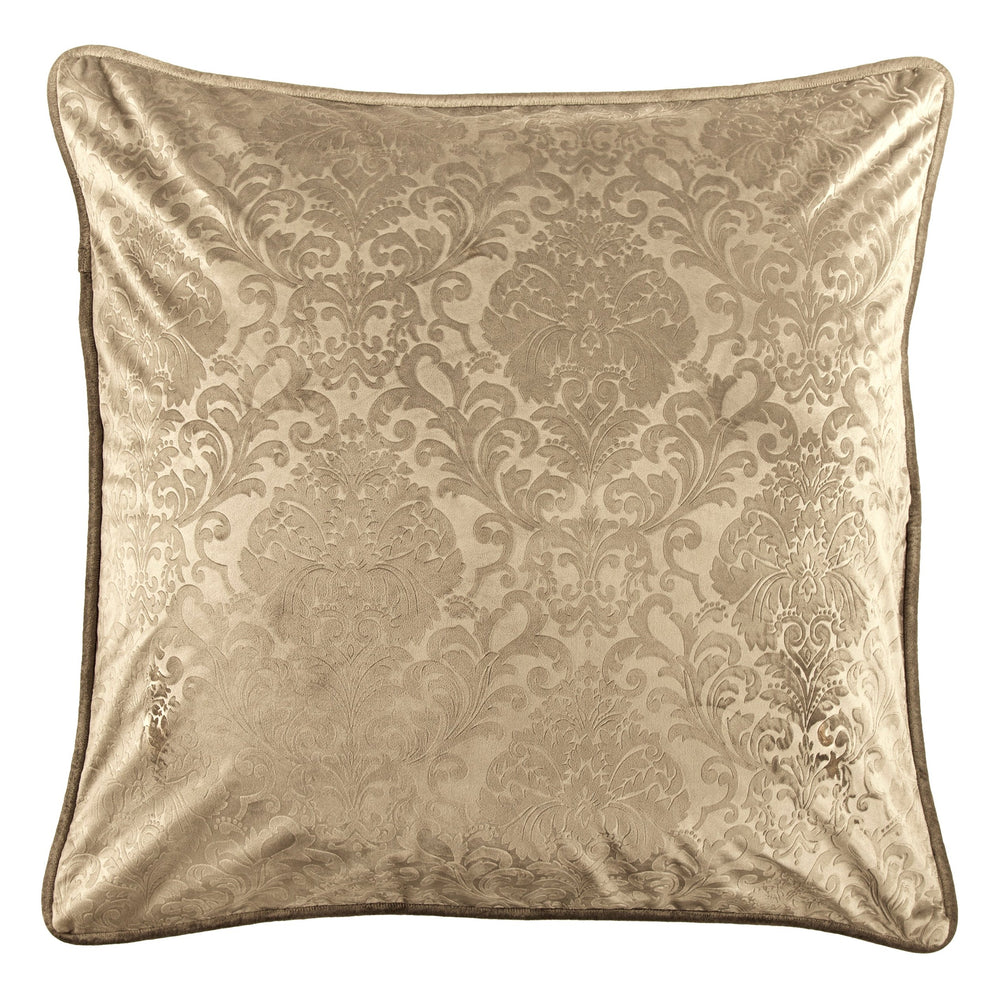Hiend Accents Diane Euro Sham - Luxurious Embossed Velvet In Timeless Damask Pattern For Elegant Bedroom Decor Oatmeal 100% Polyester Fb1828es-os-om