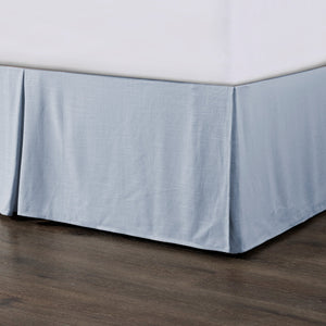 Hiend Accents Hera Tailored Linen Bed Skirt – Elegant Inverted Pleat Design For A Sophisticated Bedroom Retreat Light Blue Skirt, 70% Viscose,30% Linen,Decking, 100% Polyester Fb1927bs-qn-lb