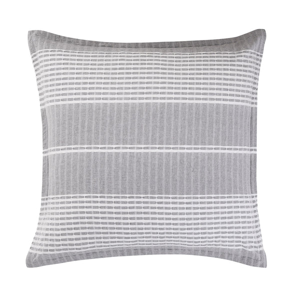 Hiend Accents Lane Euro Sham - Elevate Your Bedroom With Chic Striped Design, Soft Cotton Comfort & Farmhouse Charm Gray 100% Cotton Fb1933es-os-gy