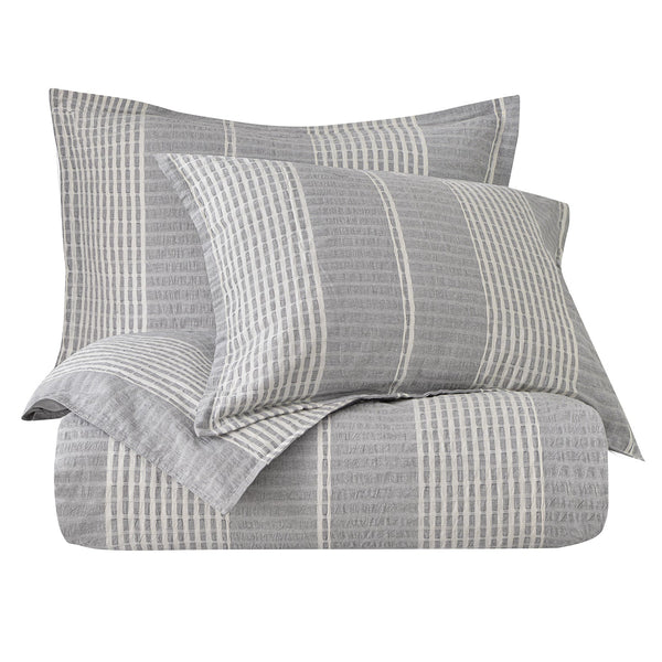 Hiend Accents Lane Stripe Comforter Set - Cozy 3-piece Cotton Ensemble For A Serene Coastal Bedroom Retreat Gray 100% Cotton Fb1933-sk-gy